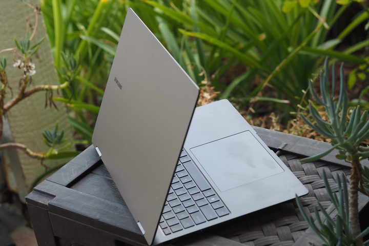 Samsung Galaxy Book3 Pro 360 rear view showing lid and keyboard.