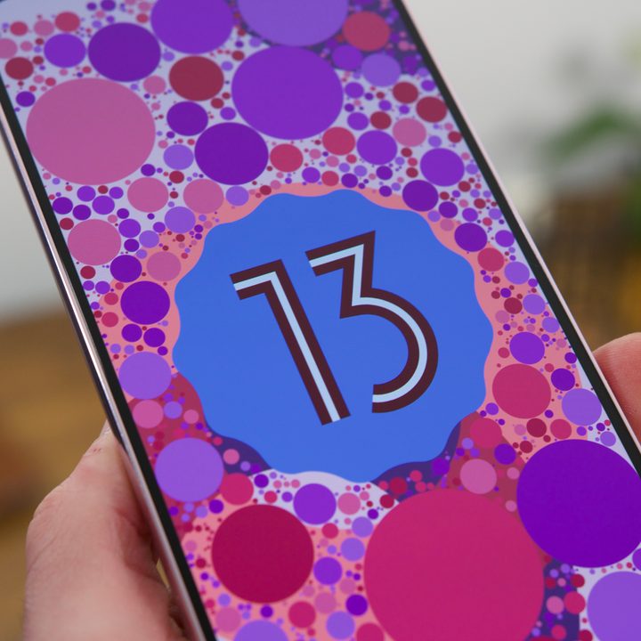 Android 13 logo on the Samsung Galaxy S23 Plus.