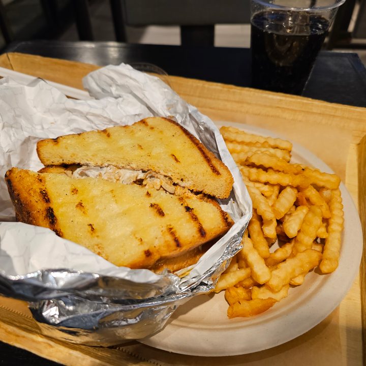 Galaxy S23 Ultra photo of a chicken sandwich and fries.