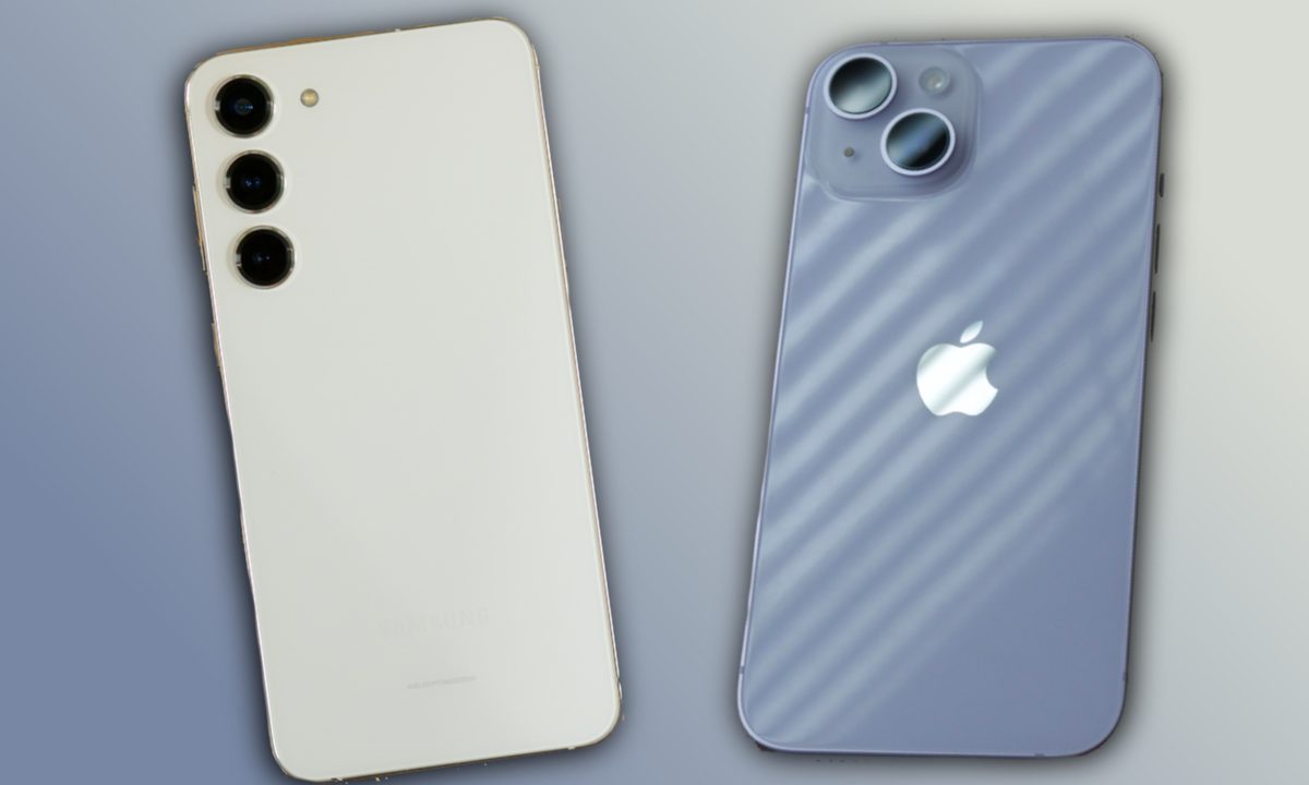 Samsung Galaxy S23 and iPhone 14.