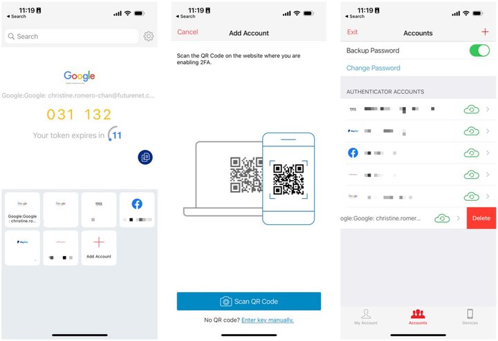 Twilio Authy iOS app screenshots