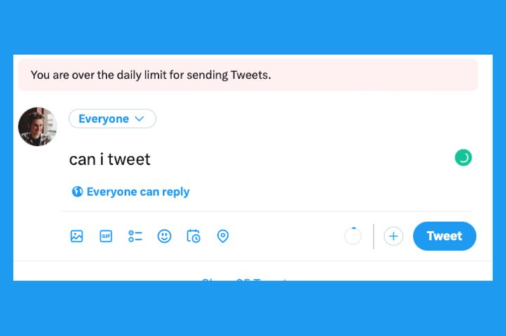 Error message on Twitter saying you are "over the daily limit for sending Tweets."