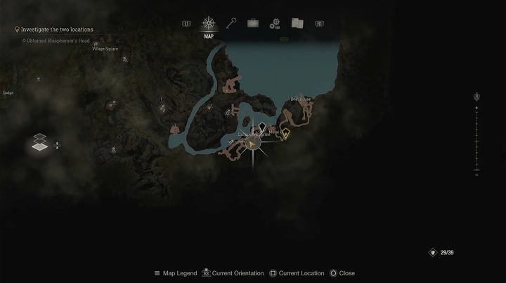 A map of the Large Cave Shrine on the lake.