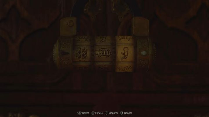 A rotating lock with symbols on it.