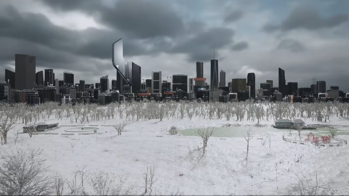 A city park in winter.