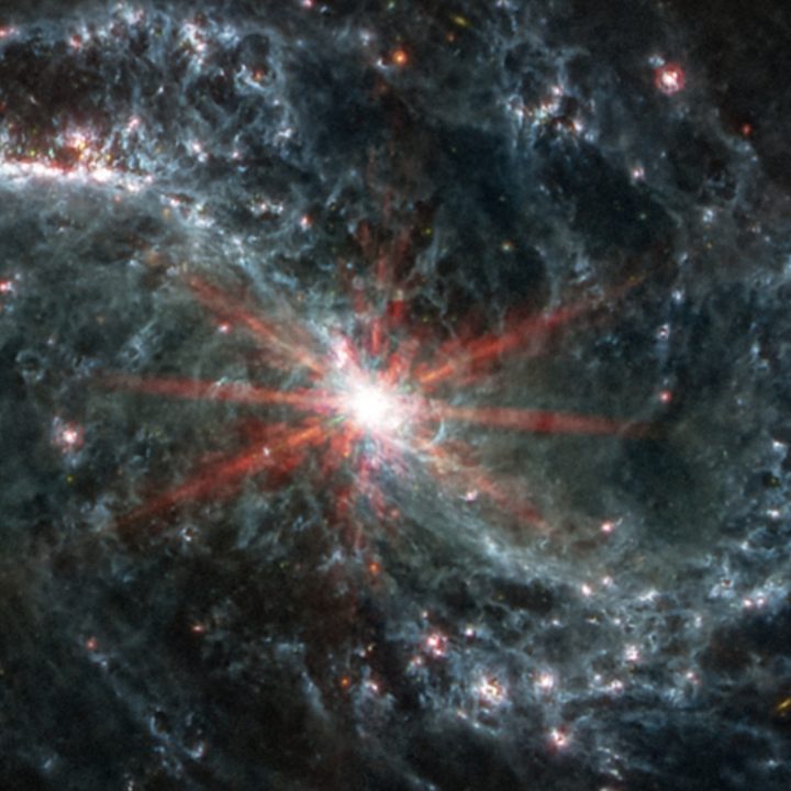 A view of the inside of a distant spiral galaxy.
