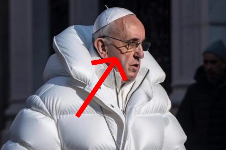 An AI image of the Pope in a puffy coat.