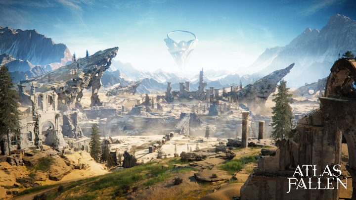 A wide shot of Atlas Fallen's large open world.