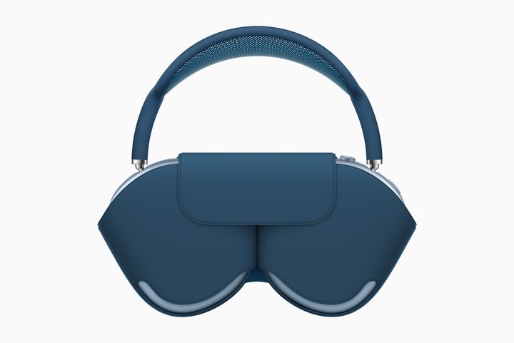 Apple's AirPods Max headphones inside a blue Smart Case.