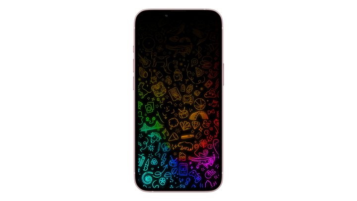 Apple Take Note event wallpaper in an iPhone 13 mockup