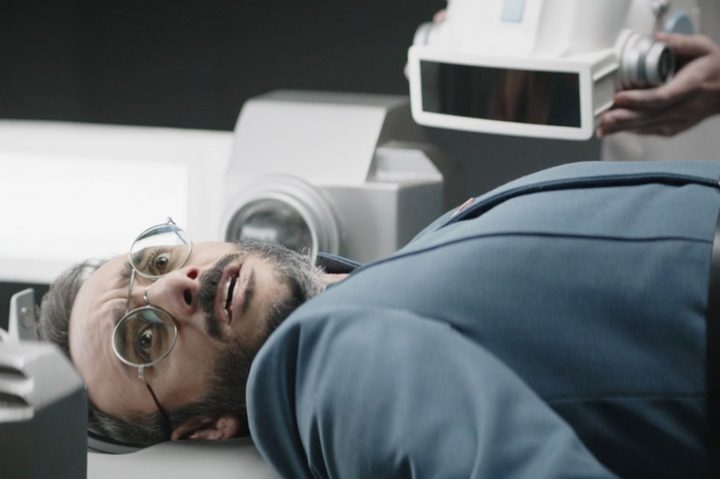 Dr. Pershing lies strapped to a torture device in The Mandalorian season 3 episode 3.
