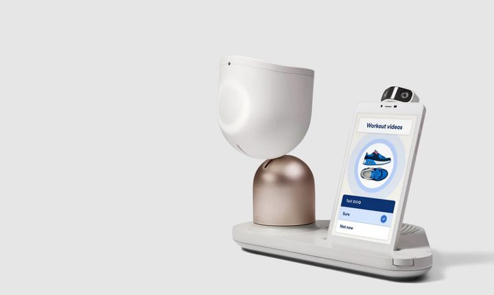 ElliQ showing a workout while displayed on a white background.