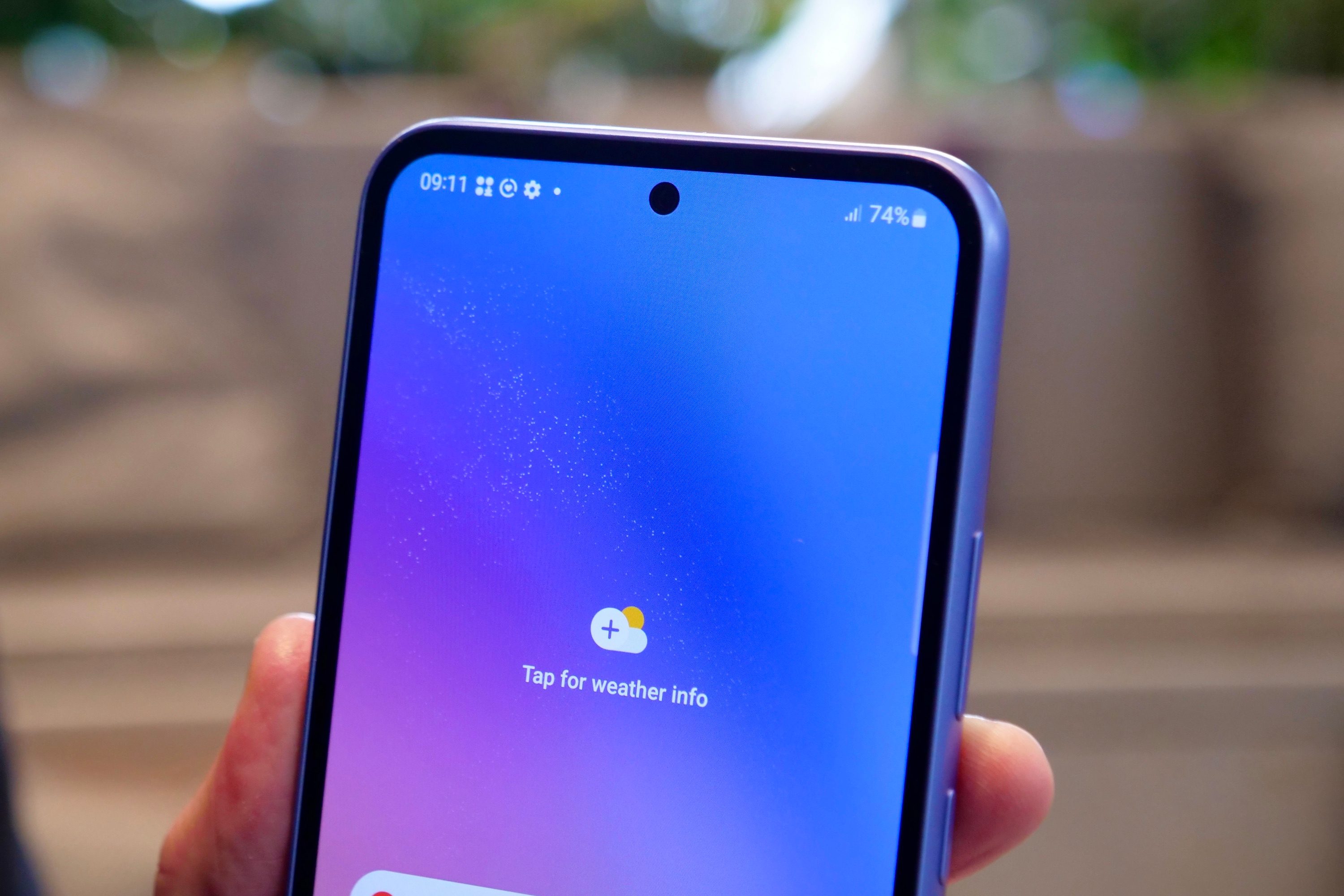 The circular dot cutout for the Galaxy A54's selfie camera.