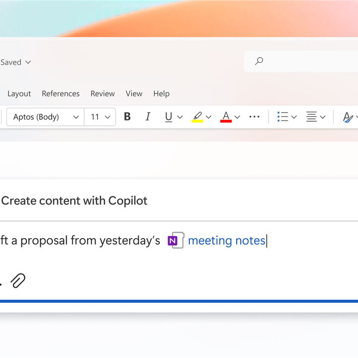 Copilot generating text in Microsoft Word.
