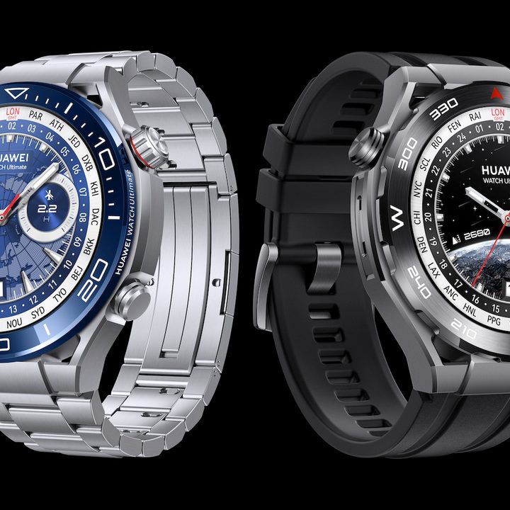 The Huawei Watch Ultimate in Voyage Blue and Expedition Black themes.