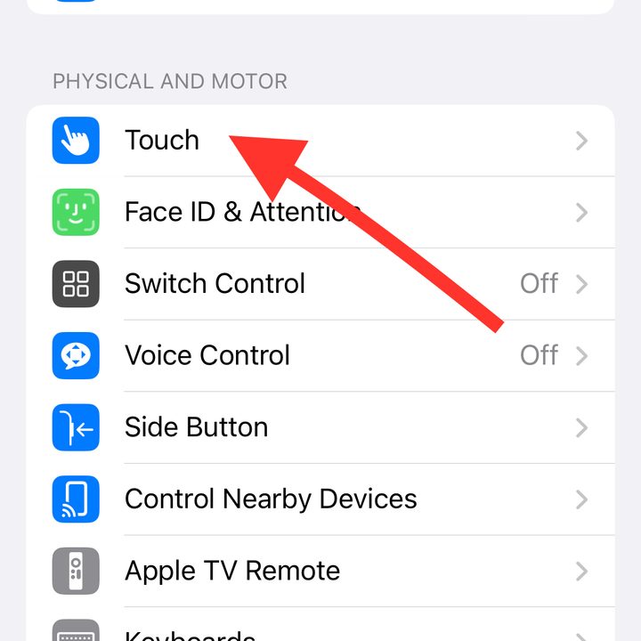iPhone touch accessibility