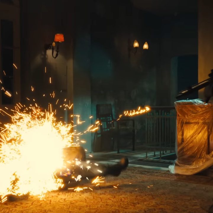 John shooting someone with the "dragon's breath" in "John Wick: Chapter 4."