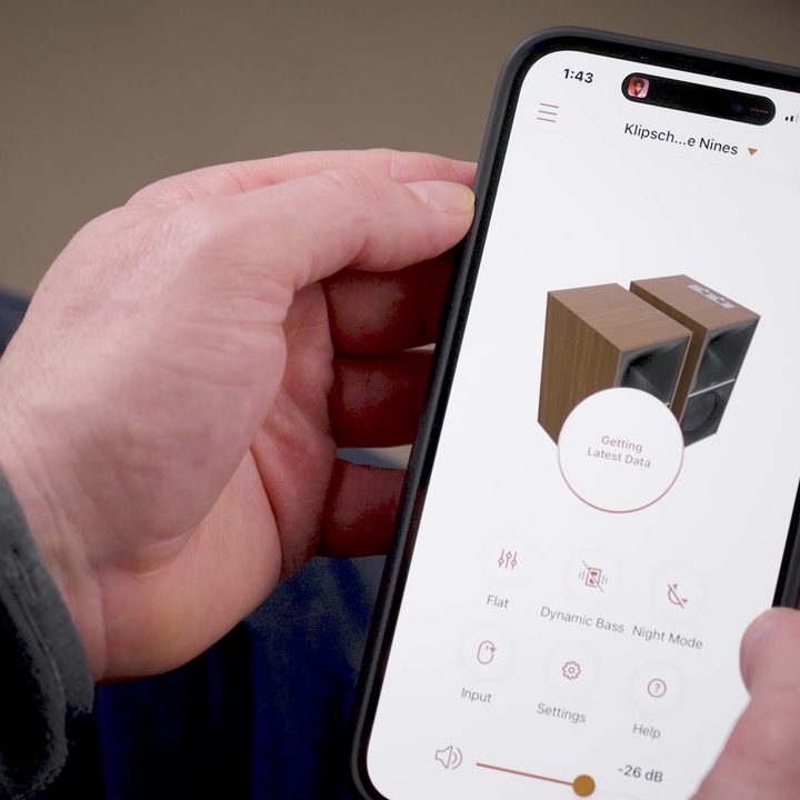 The Klipsch The Nines app displayed on a smartphone.