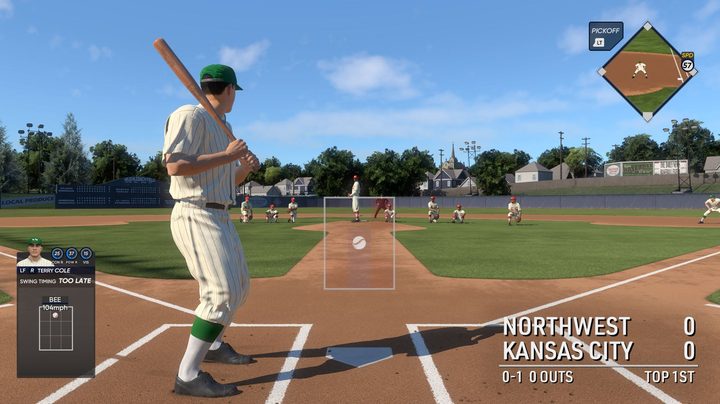 Satchel Paige pitches while other players kneel next to him in MLB The Show 23.