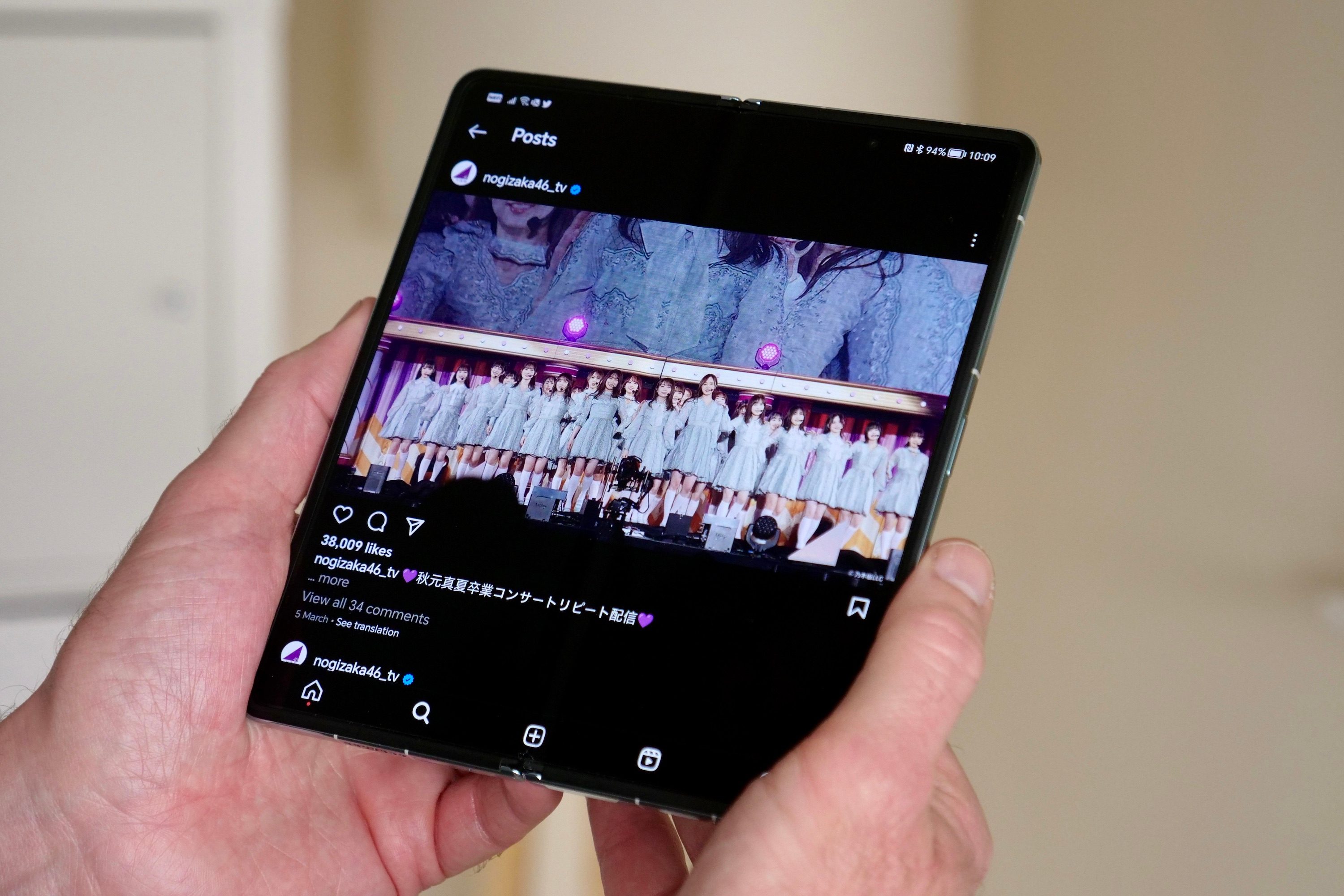 Instagram running on the Honor Magic Vs's open screen.