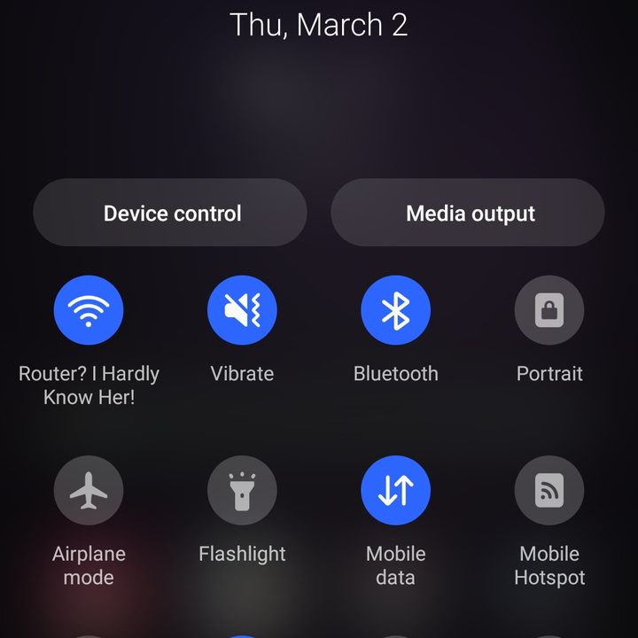A screenshot of the S23's Quick Settings menu.