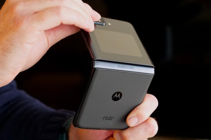 A person opening the Motorola Moto Razr (2022).