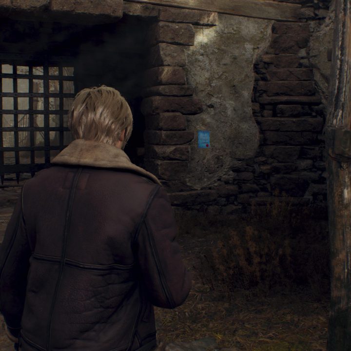 Leon looks at a note on a wall