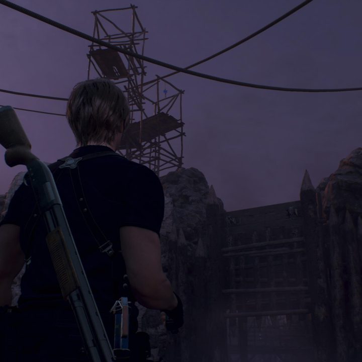 Leon looks at a blue medallion