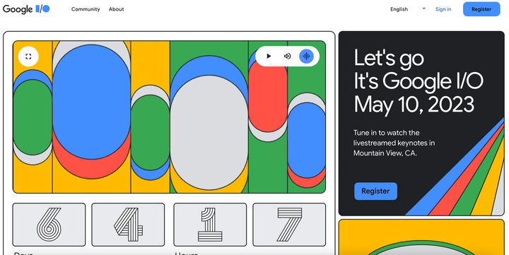 Website for Google I/O 2023.