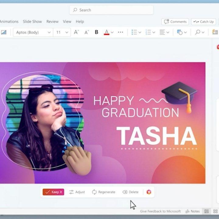 Copilot being used in PowerPoint.