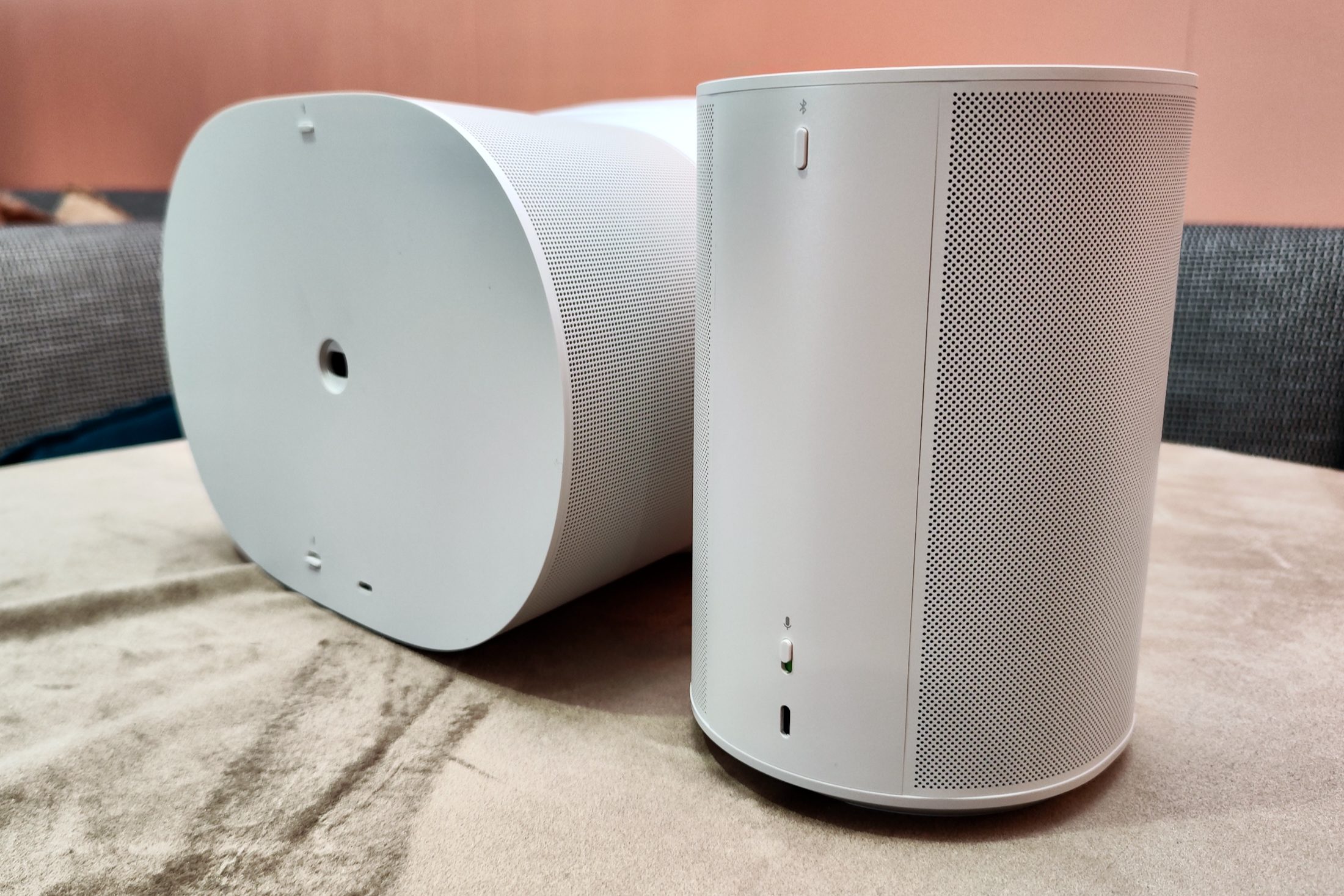 Sonos Era 300 and Era 100 side by side.