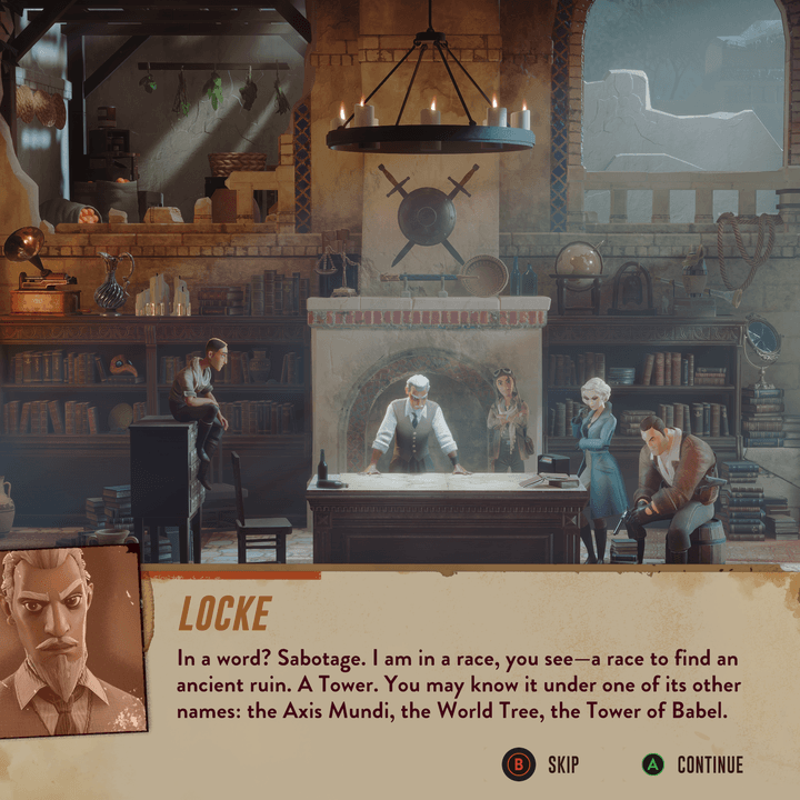 A chaarcter named Locke briefs spies in The Lamplighters League.