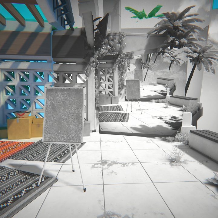 A room appears in both color and black and white in Viewfinder.
