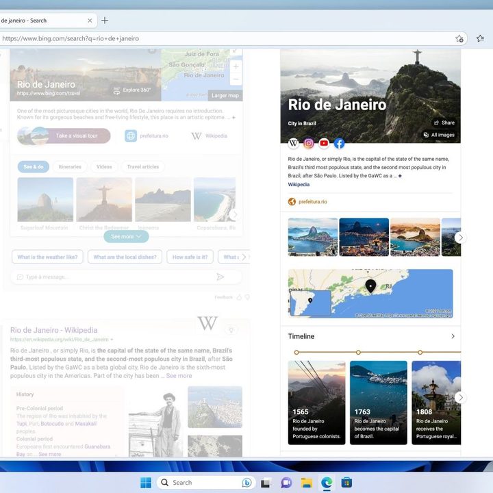 The new Knowledge Cards available in Bing.
