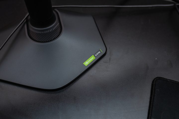 G-Sync logo on the Alienware 500Hz gaming monitor.