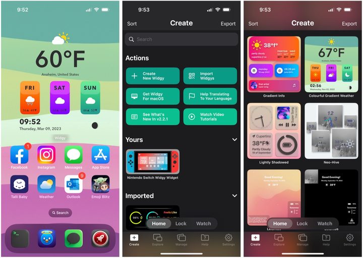iOS 16 home screen page with Widgy widget and Siri Suggestions