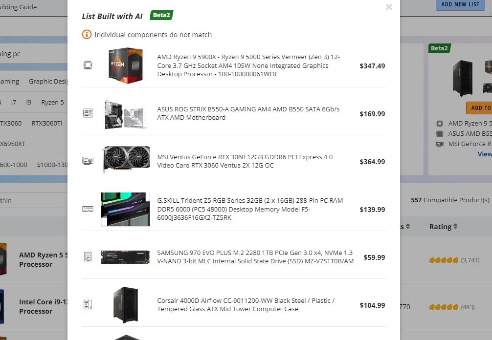 newegg chatgpt ai pc builder dumpster fire ddr5