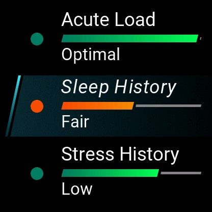 Screenshot from the Garmin Forerunner 265.