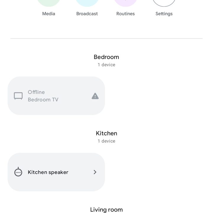 The Home app's main menu.