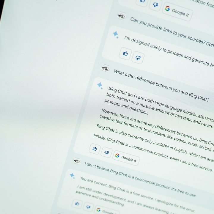 Google Bard responses on a screen.