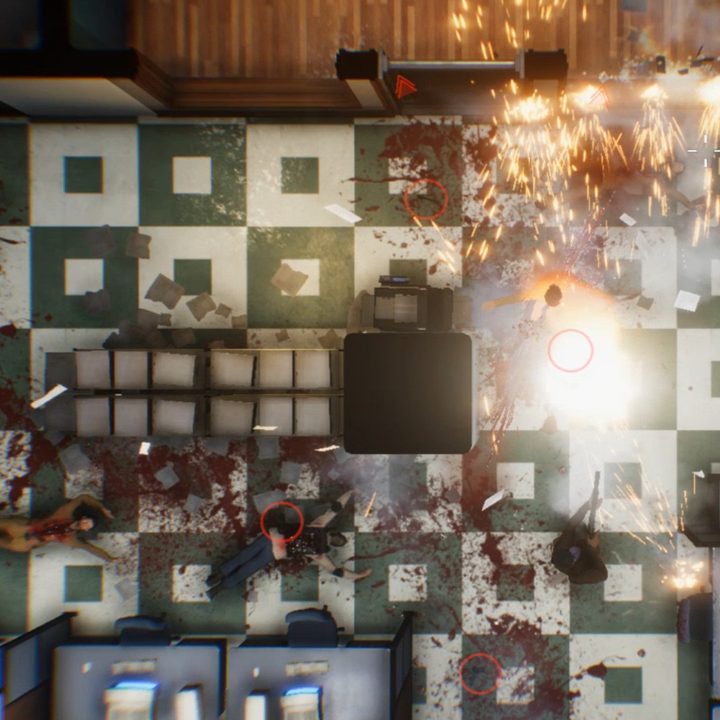 A character shoots bad guys in The Hong Kong Massacre.