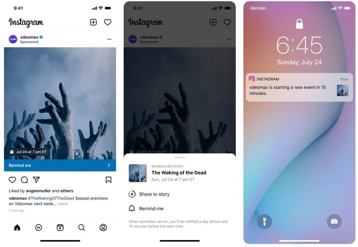 Reminder ads on Instagram.