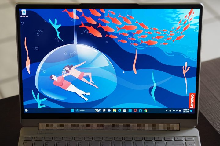 Lenovo Yoga 9i Gen 8 front view showing display.