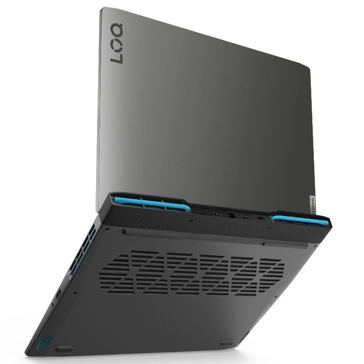 A press photo showing the back of the LOQ gaming laptop by Lenovo.