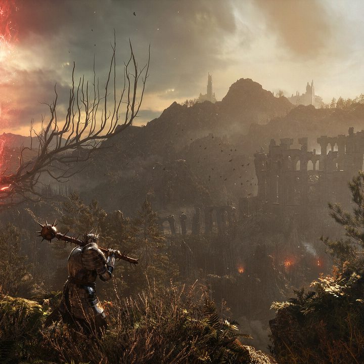 A player looks out at Lords of the Fallen's open-world.