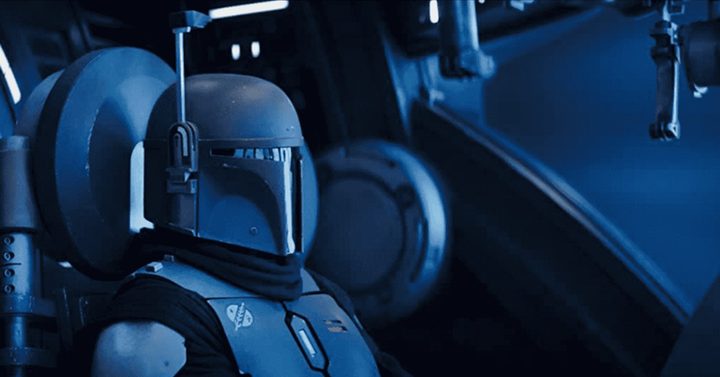 Din rides a plane in The Mandalorian.