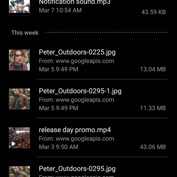 A screenshot of the My Files app.