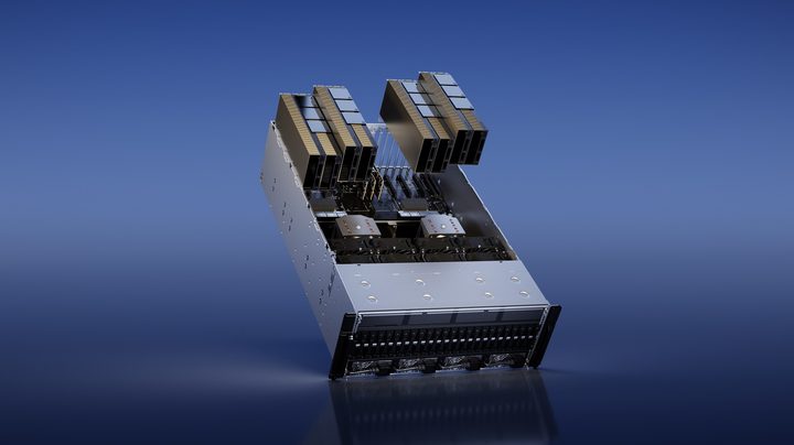 Nvidia's H100 NVL being installed in a server.