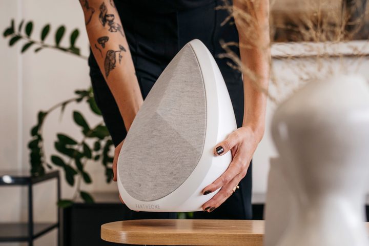 Pantheone Obsidian in white being held by a woman.