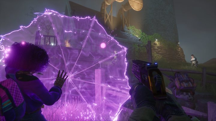 Layla shields herself with a spectral umbrella in Redfall.